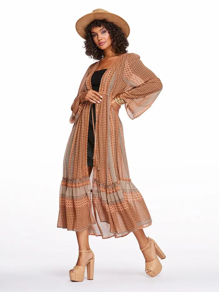 Women Marilyn Duster In Dew Stripe Jessica Simpson Jackets Blazers and Kimonos