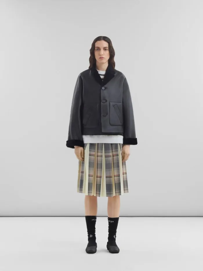 Women Marni Coats and Jackets Black Reversible Shearling Jacket
