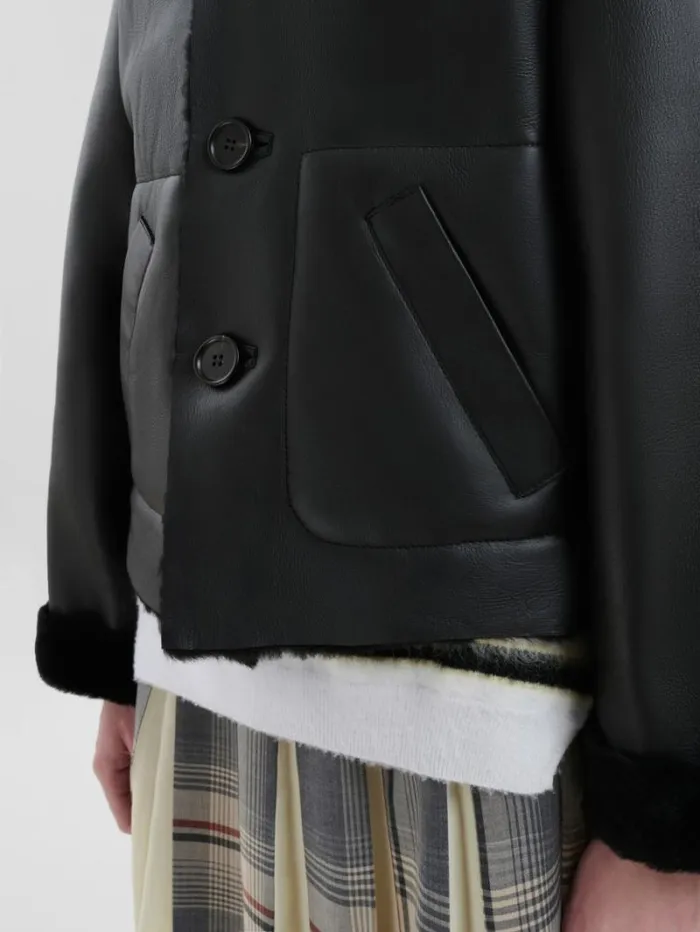 Women Marni Coats and Jackets Black Reversible Shearling Jacket
