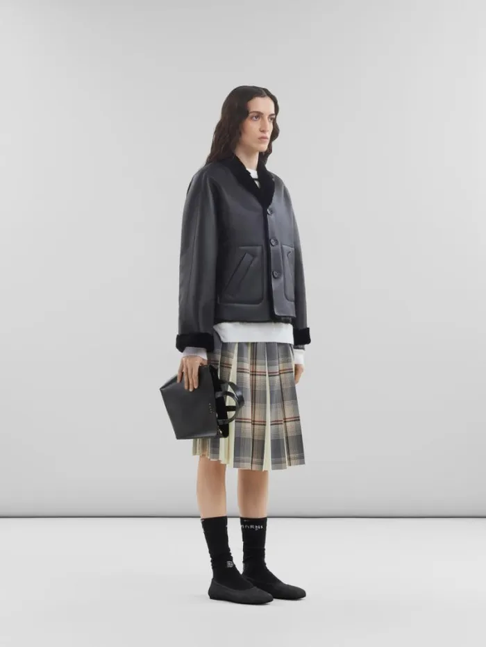 Women Marni Coats and Jackets Black Reversible Shearling Jacket