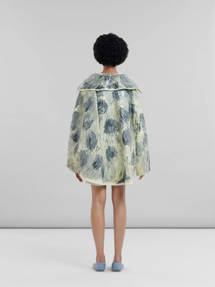 Women Marni Coats and Jackets HandPainted Light Yellow Leather Cape