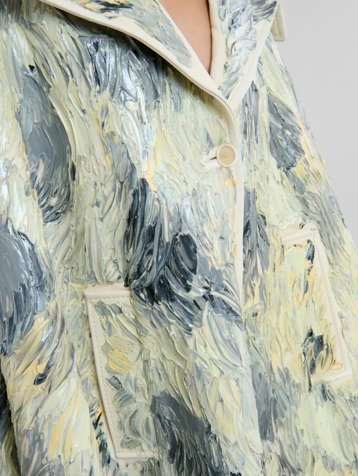 Women Marni Coats and Jackets HandPainted Light Yellow Leather Cape