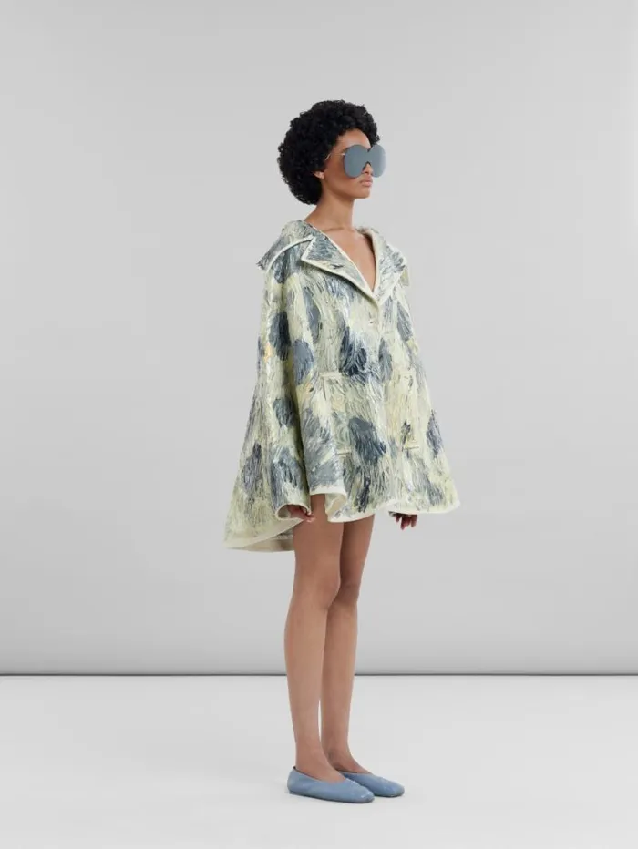 Women Marni Coats and Jackets HandPainted Light Yellow Leather Cape