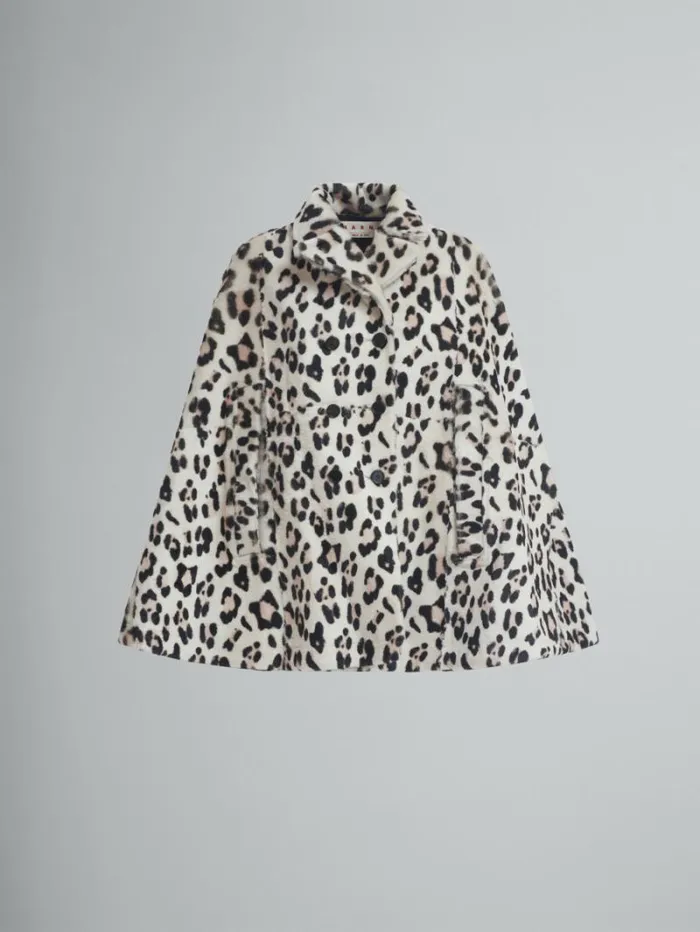 Women Marni Coats and Jackets Shorn Shearling Cape With Animalier Print