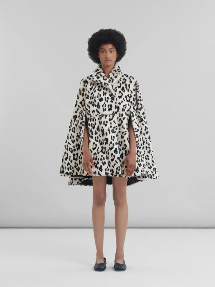 Women Marni Coats and Jackets Shorn Shearling Cape With Animalier Print