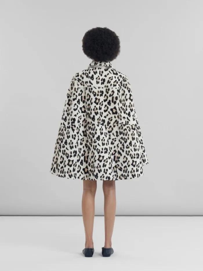 Women Marni Coats and Jackets Shorn Shearling Cape With Animalier Print