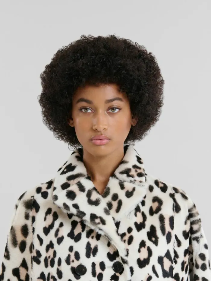 Women Marni Coats and Jackets Shorn Shearling Cape With Animalier Print
