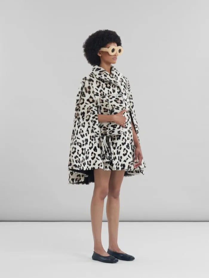 Women Marni Coats and Jackets Shorn Shearling Cape With Animalier Print