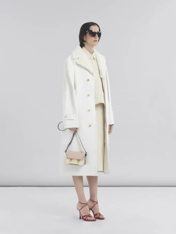 Women Marni Coats and Jackets White Nappa Duster Coat With Shearling Collar