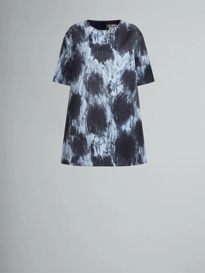 Women Marni Dresses Grey Duchesse Dress With Crayon Leopard Print