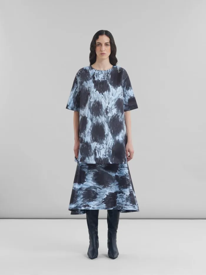 Women Marni Dresses Grey Duchesse Dress With Crayon Leopard Print