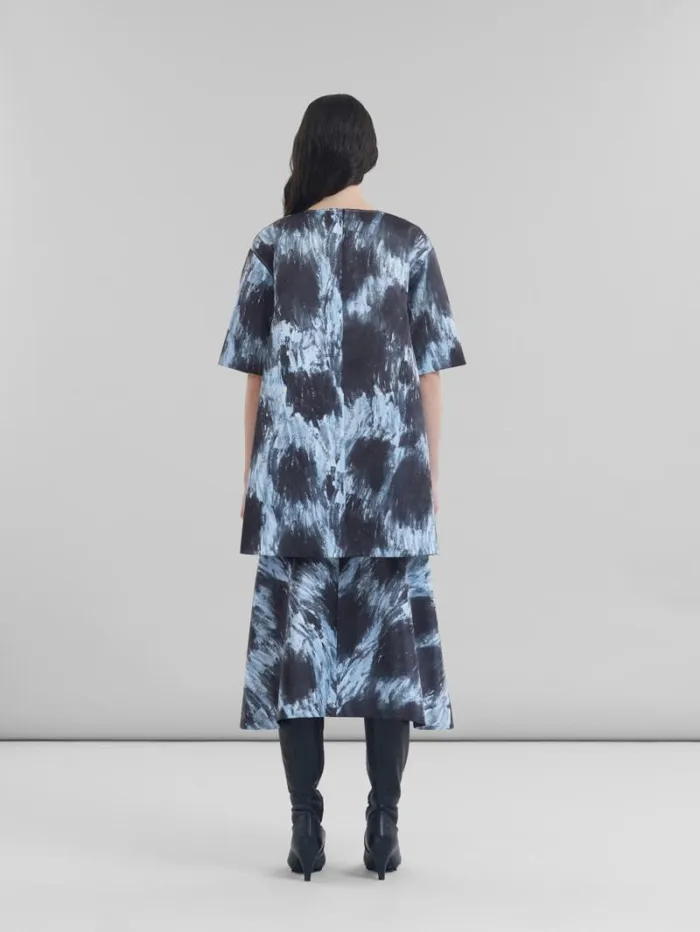 Women Marni Dresses Grey Duchesse Dress With Crayon Leopard Print
