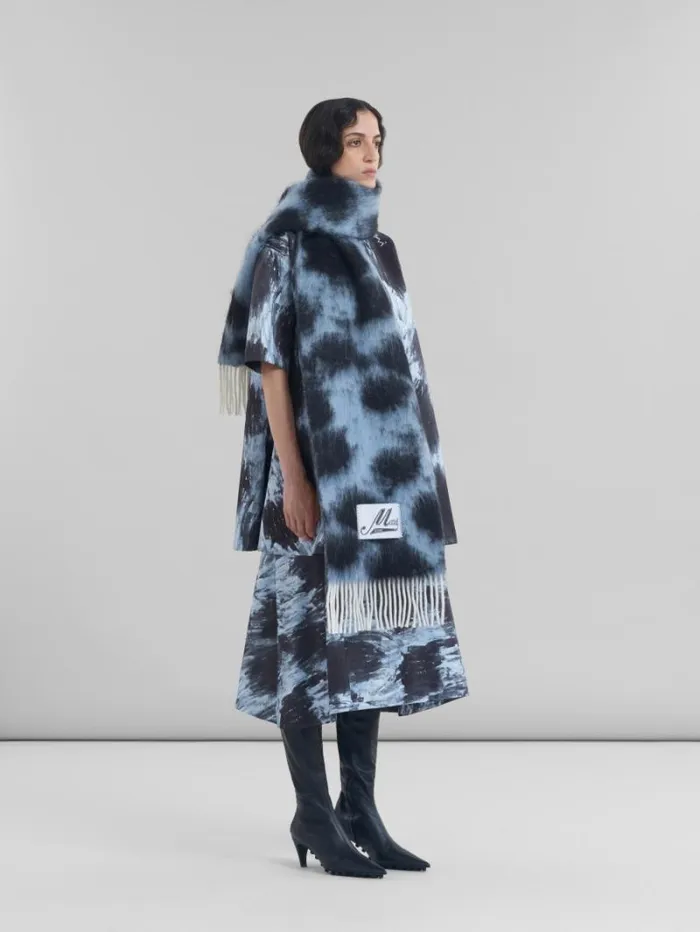 Women Marni Dresses Grey Duchesse Dress With Crayon Leopard Print