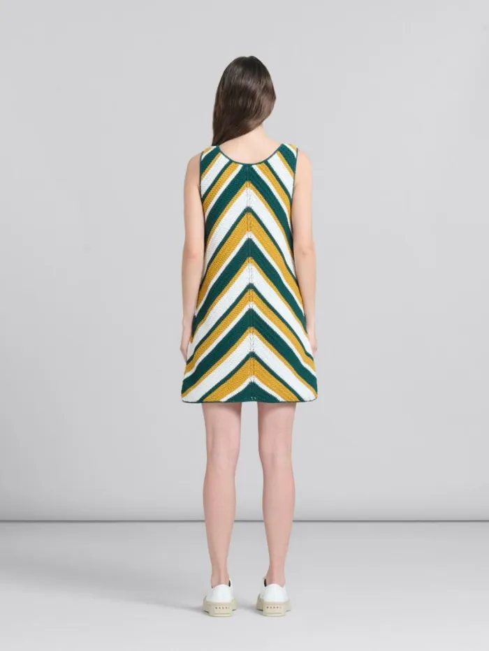 Women Marni Dresses Teal And Yellow Crochet Dress With Chevron Pattern