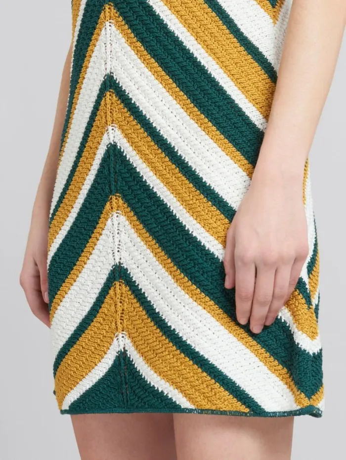 Women Marni Dresses Teal And Yellow Crochet Dress With Chevron Pattern