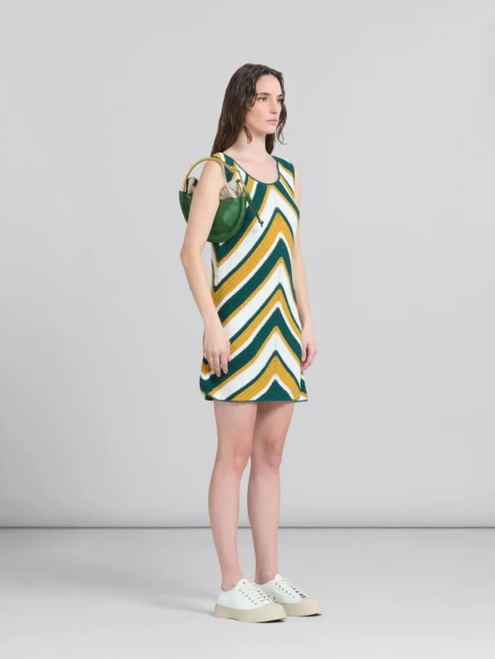 Women Marni Dresses Teal And Yellow Crochet Dress With Chevron Pattern