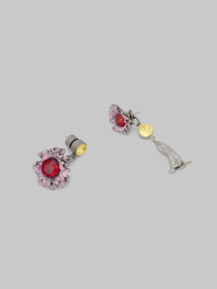 Women Marni Earrings Enameled Metal And Stones Flower Pop Earrings