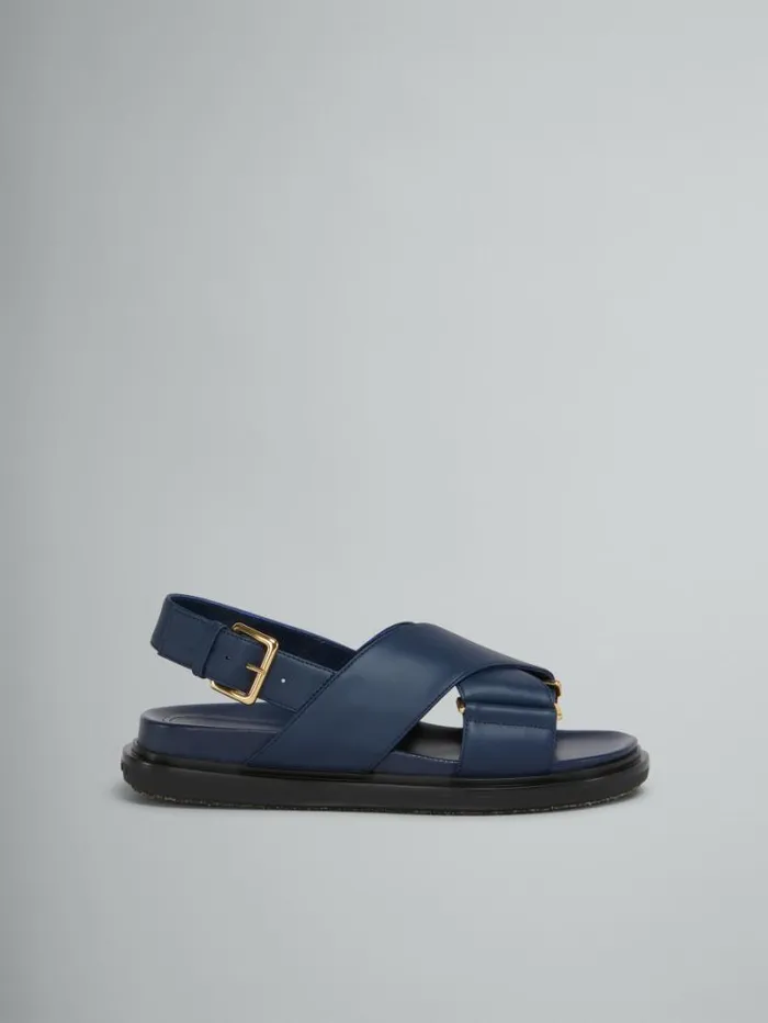 Women Marni Fussbett Blue Leather Fussbett