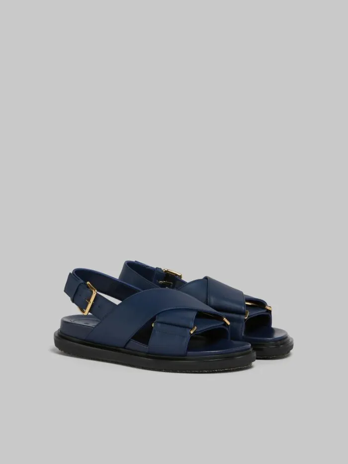 Women Marni Fussbett Blue Leather Fussbett