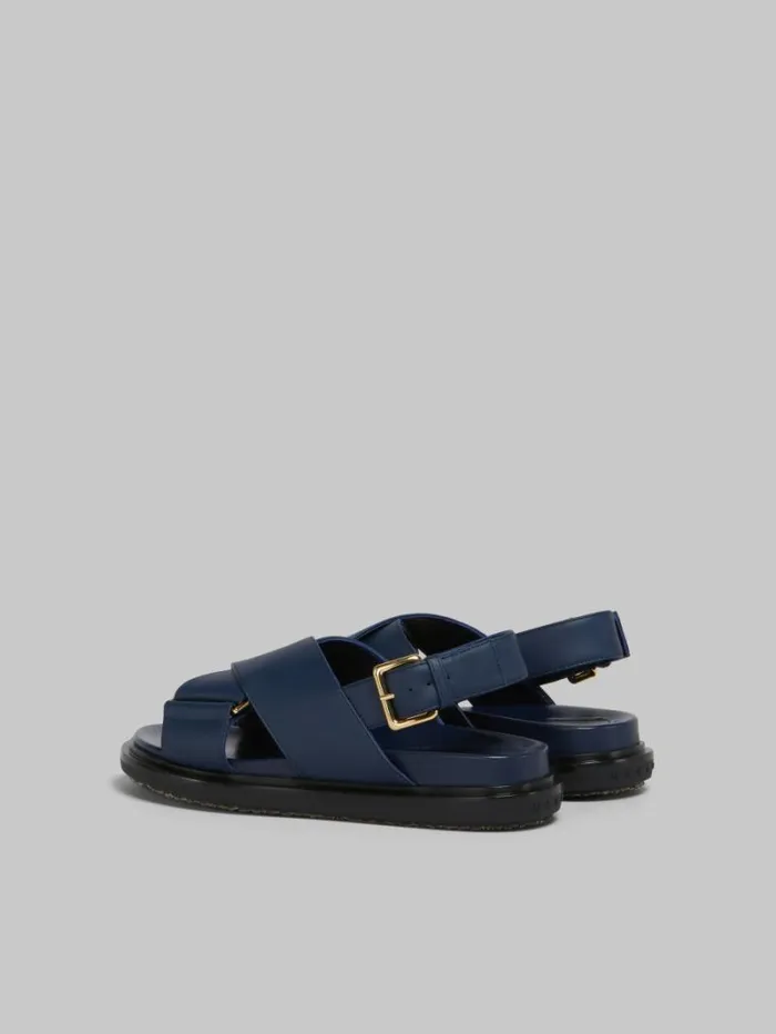 Women Marni Fussbett Blue Leather Fussbett