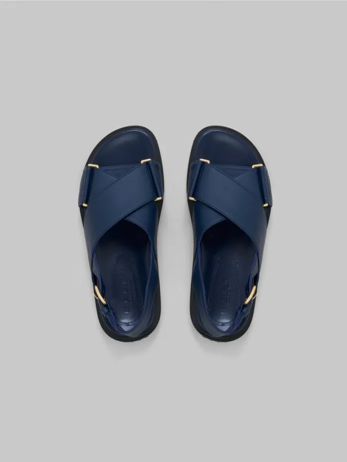Women Marni Fussbett Blue Leather Fussbett
