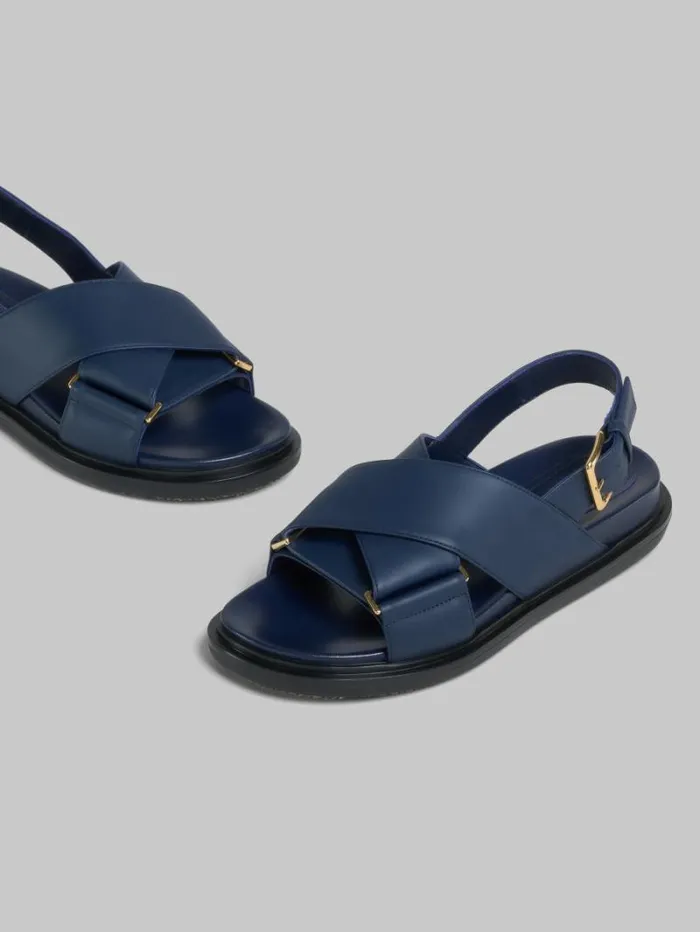 Women Marni Fussbett Blue Leather Fussbett