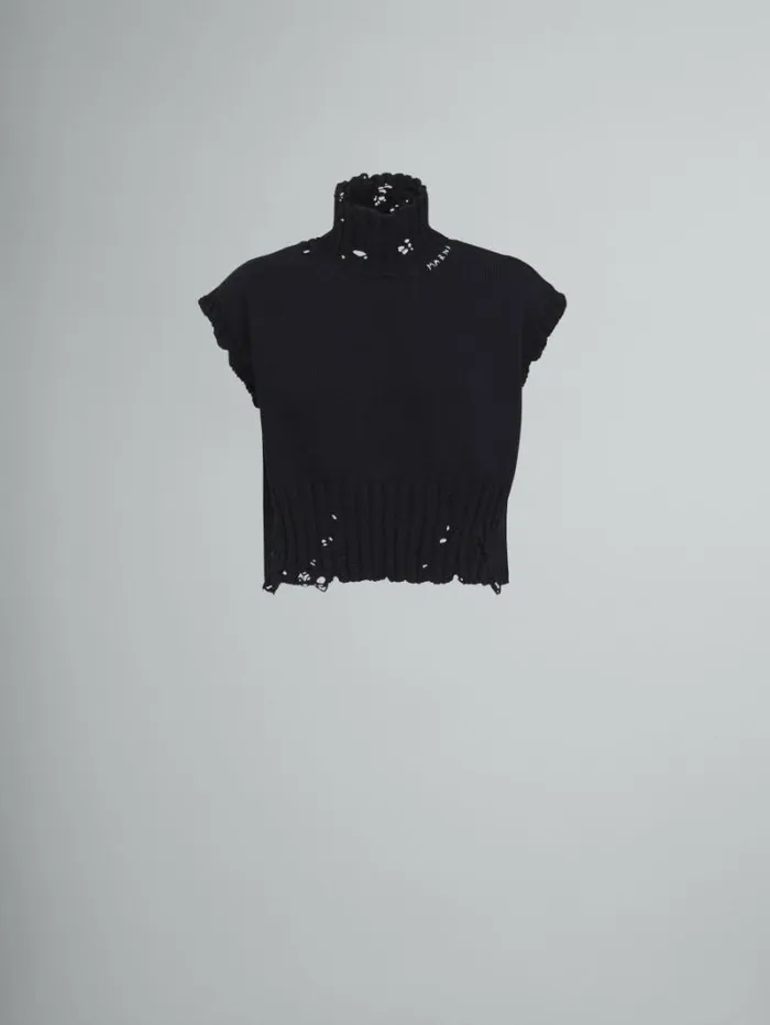 Women Marni Knitwear Black Cotton Cropped Vest