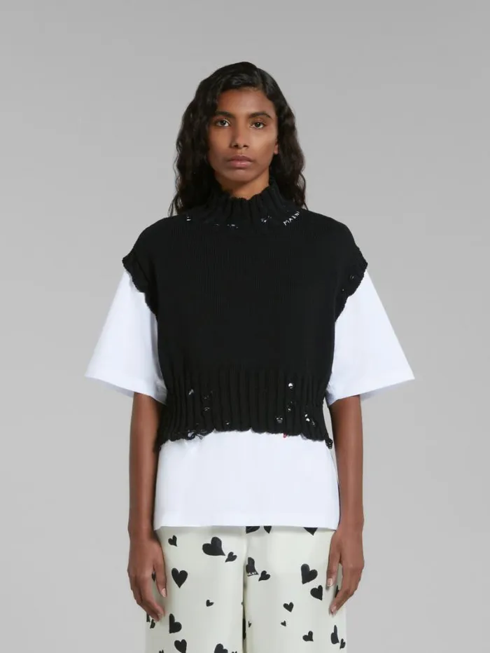 Women Marni Knitwear Black Cotton Cropped Vest