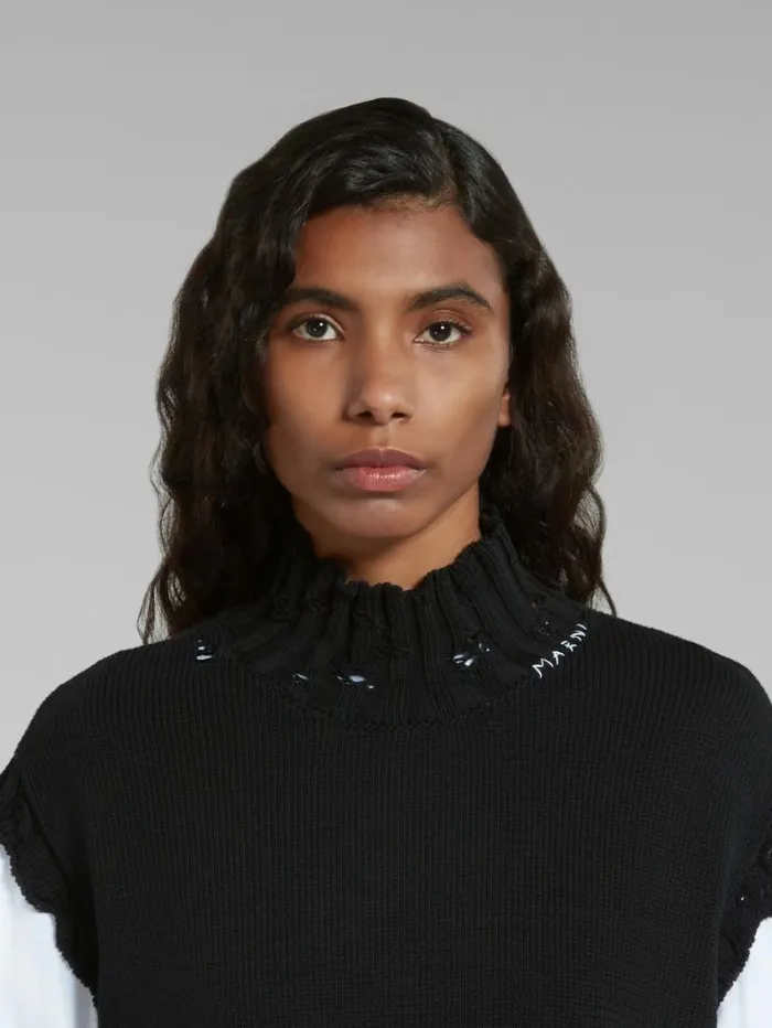 Women Marni Knitwear Black Cotton Cropped Vest