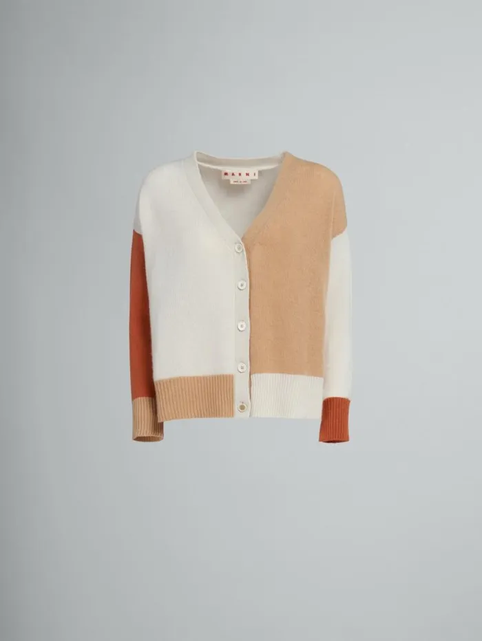 Women Marni Knitwear Cream ColourBlock Cashmere Cardigan
