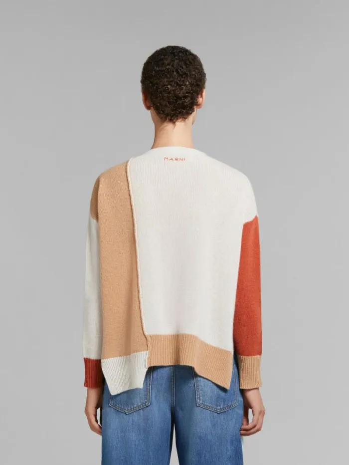 Women Marni Knitwear Cream ColourBlock Cashmere Cardigan