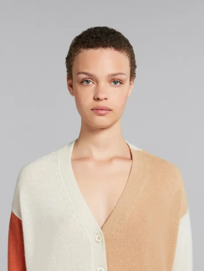 Women Marni Knitwear Cream ColourBlock Cashmere Cardigan