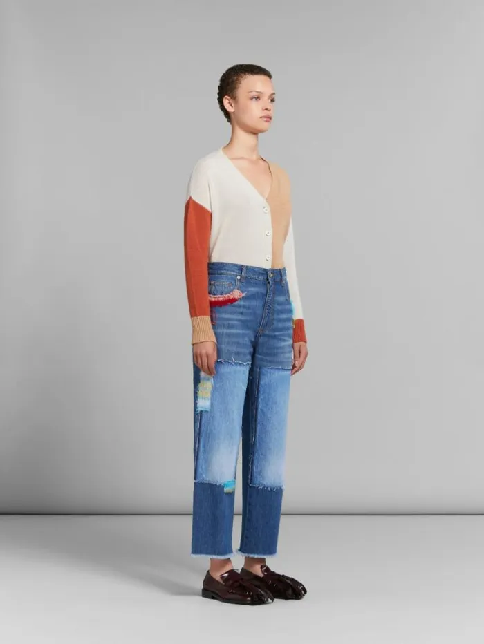 Women Marni Knitwear Cream ColourBlock Cashmere Cardigan