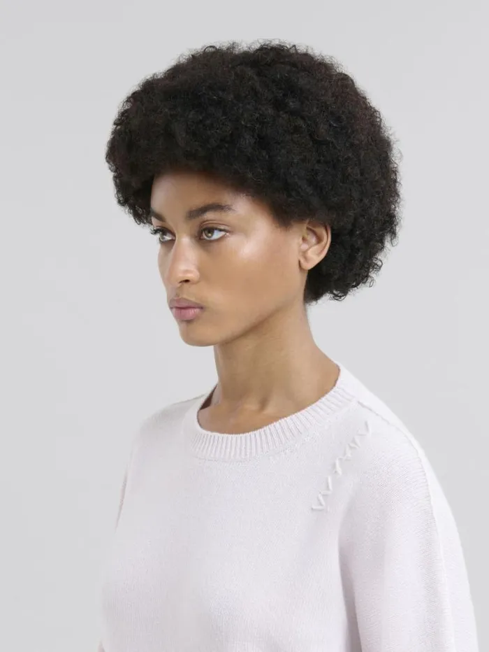 Women Marni Knitwear Light Pink Wool And Cashmere Crew Neck Jumper With Marni Symbol
