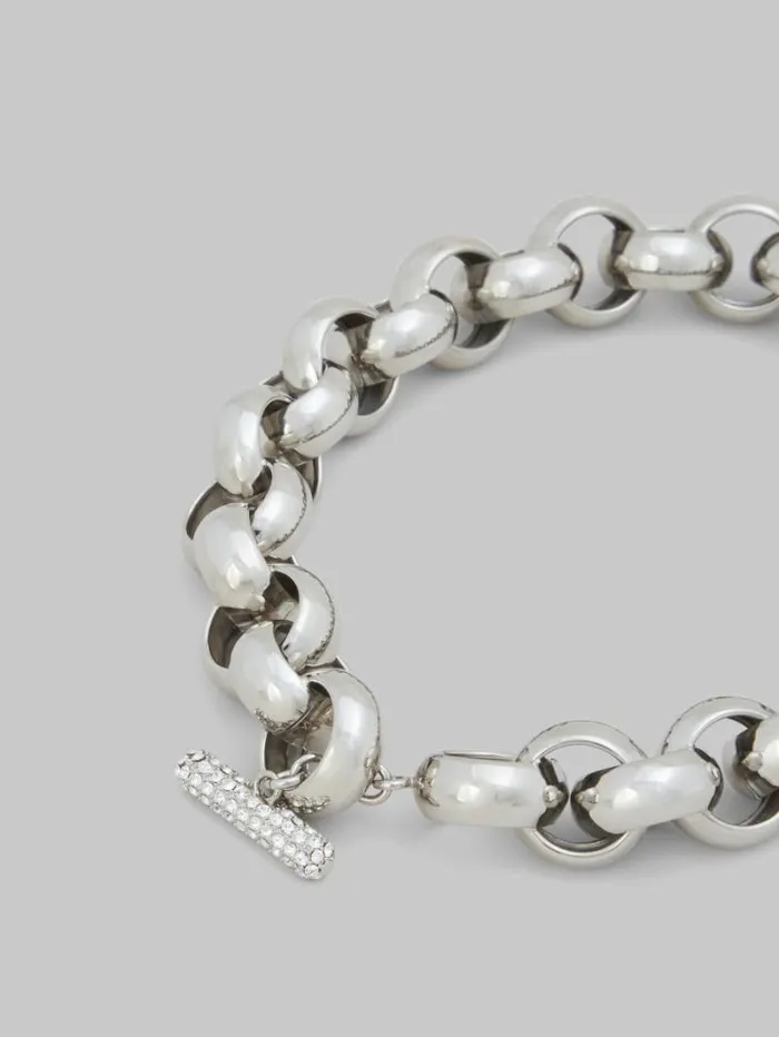 Women Marni Necklaces Palladium Ring Choker With Rhinestone Clasp