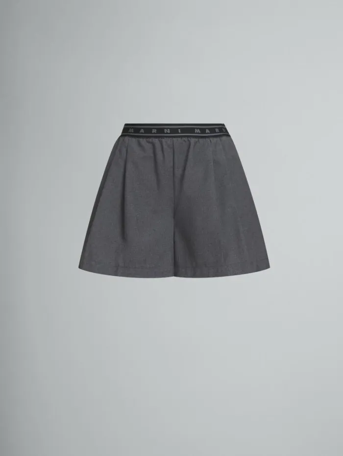 Women Marni Pants Grey Wool Shorts With Marni Symbol