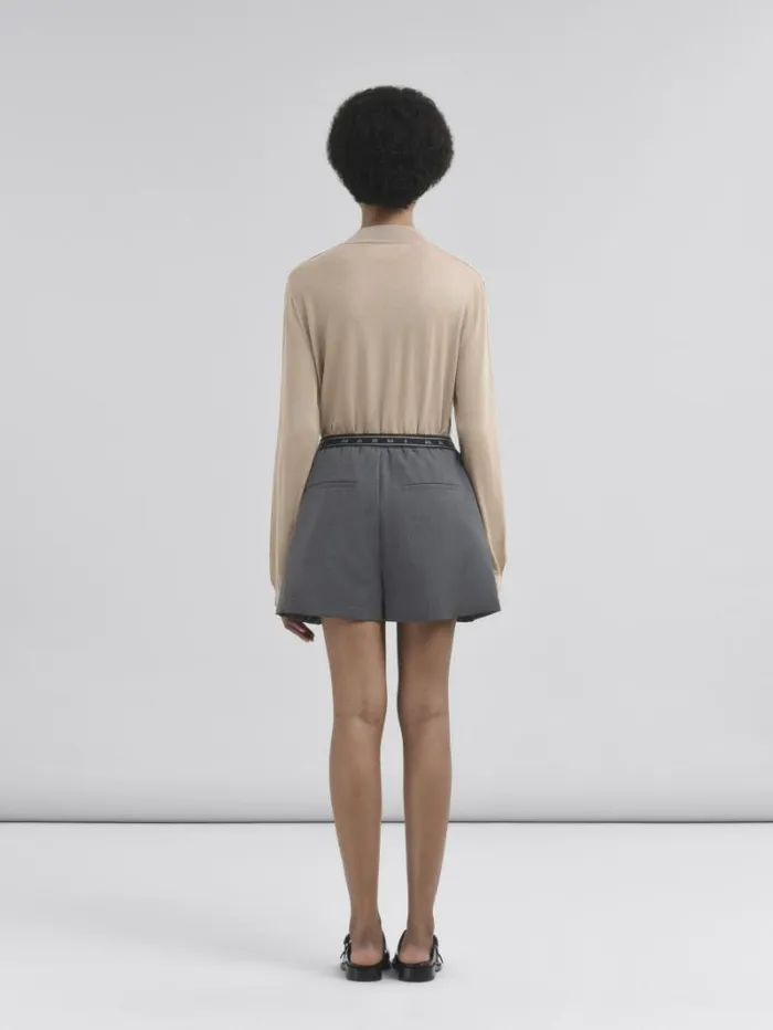 Women Marni Pants Grey Wool Shorts With Marni Symbol
