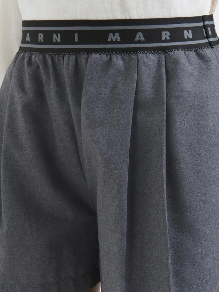 Women Marni Pants Grey Wool Shorts With Marni Symbol