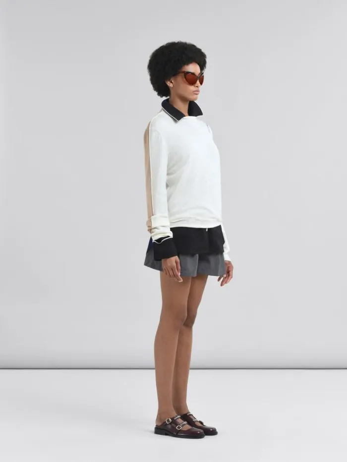 Women Marni Pants Grey Wool Shorts With Marni Symbol
