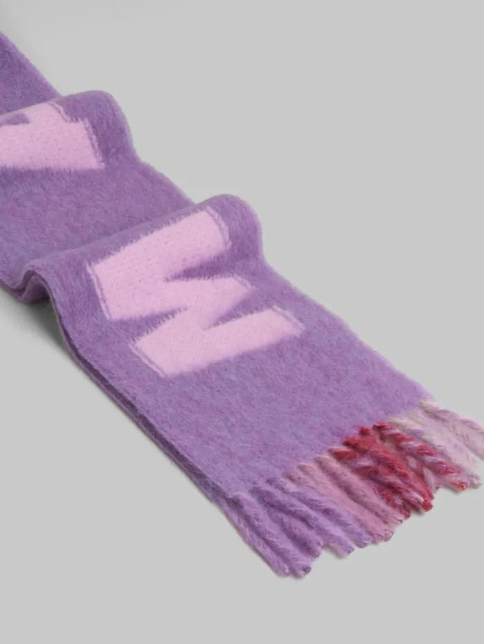 Women Marni Scarves Purple Mohair And Wool Scarf With Maxi Logo