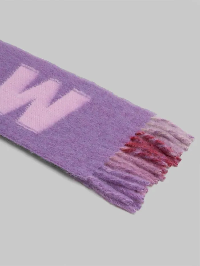 Women Marni Scarves Purple Mohair And Wool Scarf With Maxi Logo