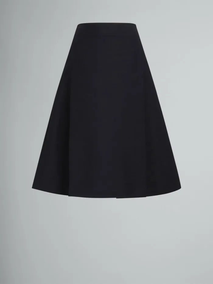 Women Marni Skirts Black Cady Midi Skirt With Maxi Pleats