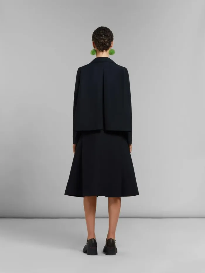 Women Marni Skirts Black Cady Midi Skirt With Maxi Pleats