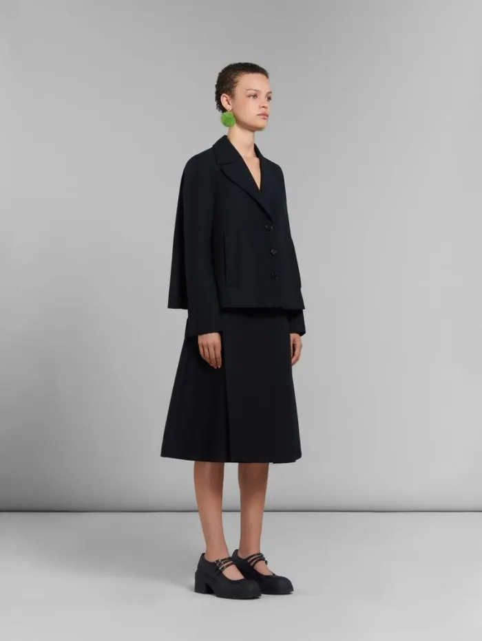 Women Marni Skirts Black Cady Midi Skirt With Maxi Pleats