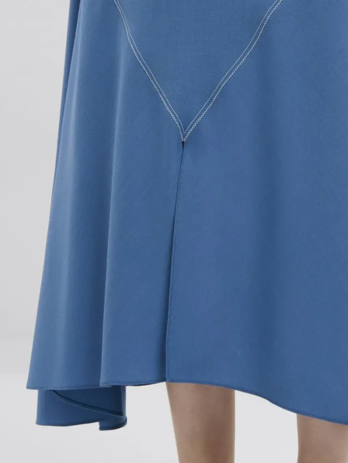 Women Marni Skirts Blue Tropical Wool Midi Skirt With V Detail