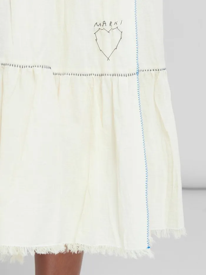 Women Marni Skirts Light Beige Organic Cheesecloth Skirt With Flounce