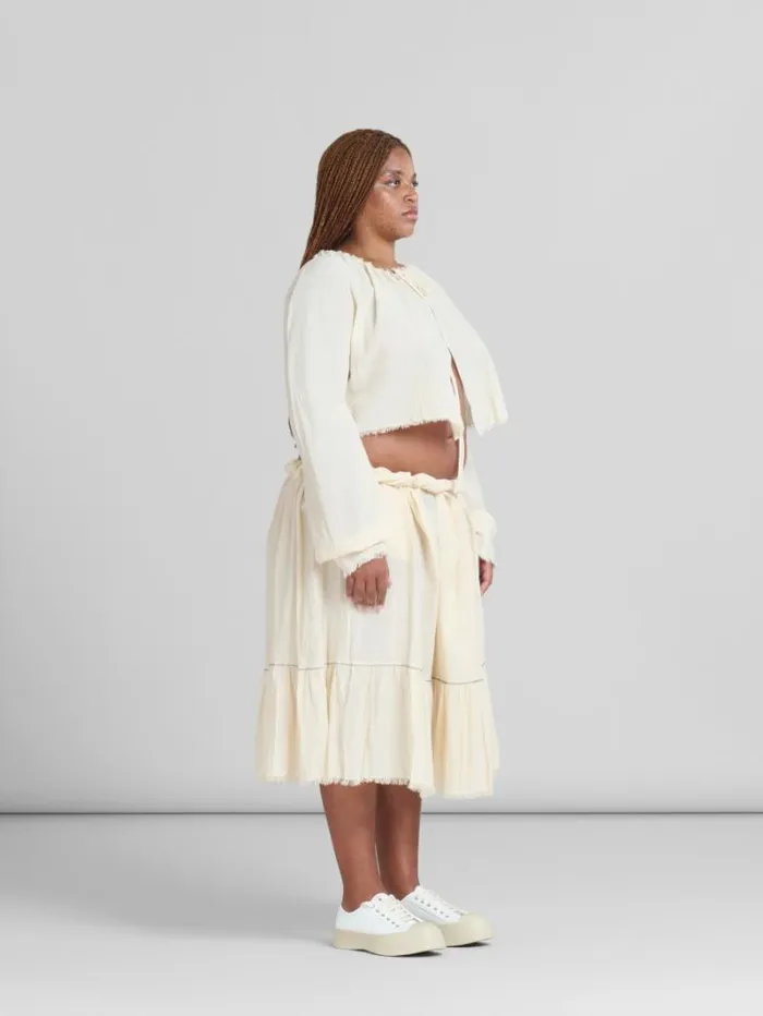 Women Marni Skirts Light Beige Organic Cheesecloth Skirt With Flounce