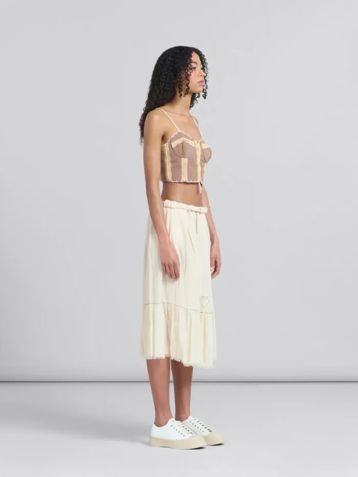 Women Marni Skirts Light Beige Organic Cheesecloth Skirt With Flounce