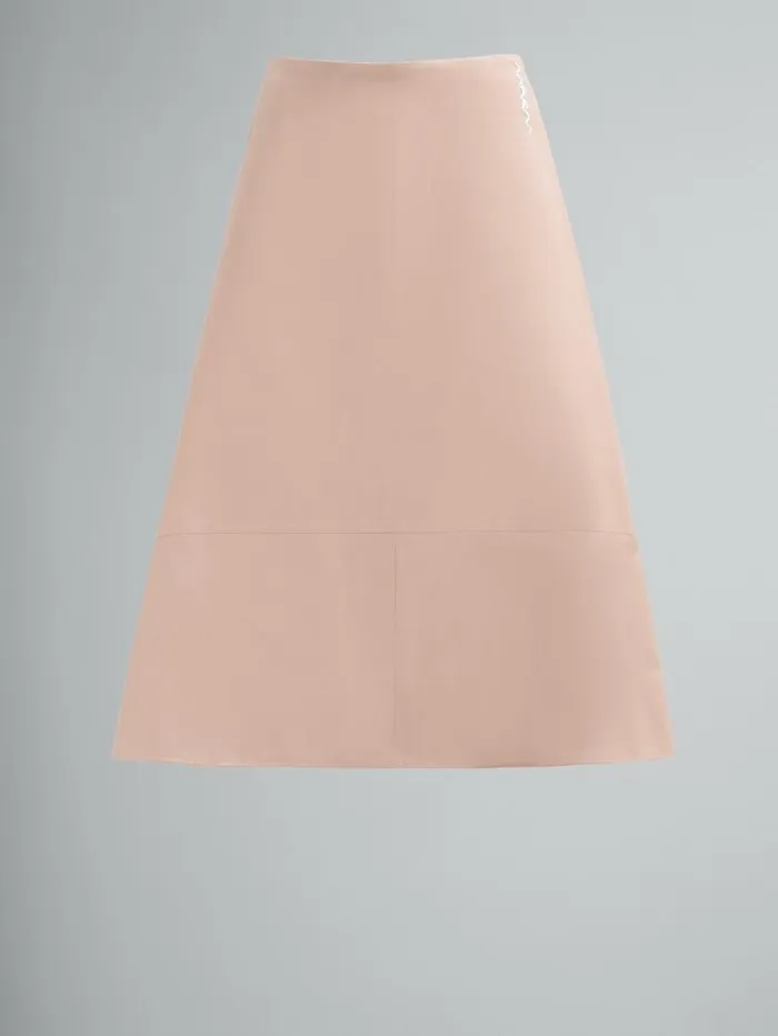 Women Marni Skirts Pink Nappa Leather ALine Skirt
