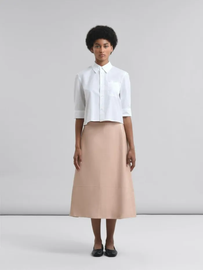 Women Marni Skirts Pink Nappa Leather ALine Skirt